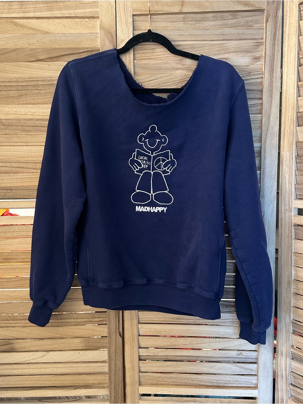 Madhappy Support Network Fleece Crewneck Sweatshirt Navy Size Xs